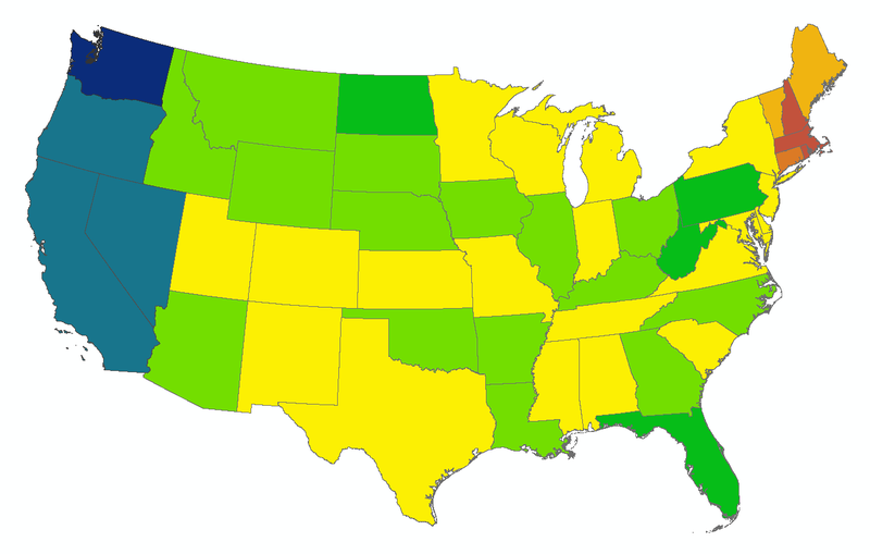Illustration for article titled 5-Year Fuel Savings Of Going Electric, By State